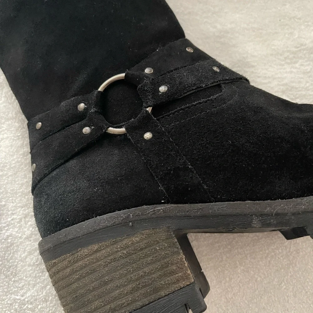 Vintage Foundry Co. Sienna Studded Harness Black Suede Ankle Boot Size 9